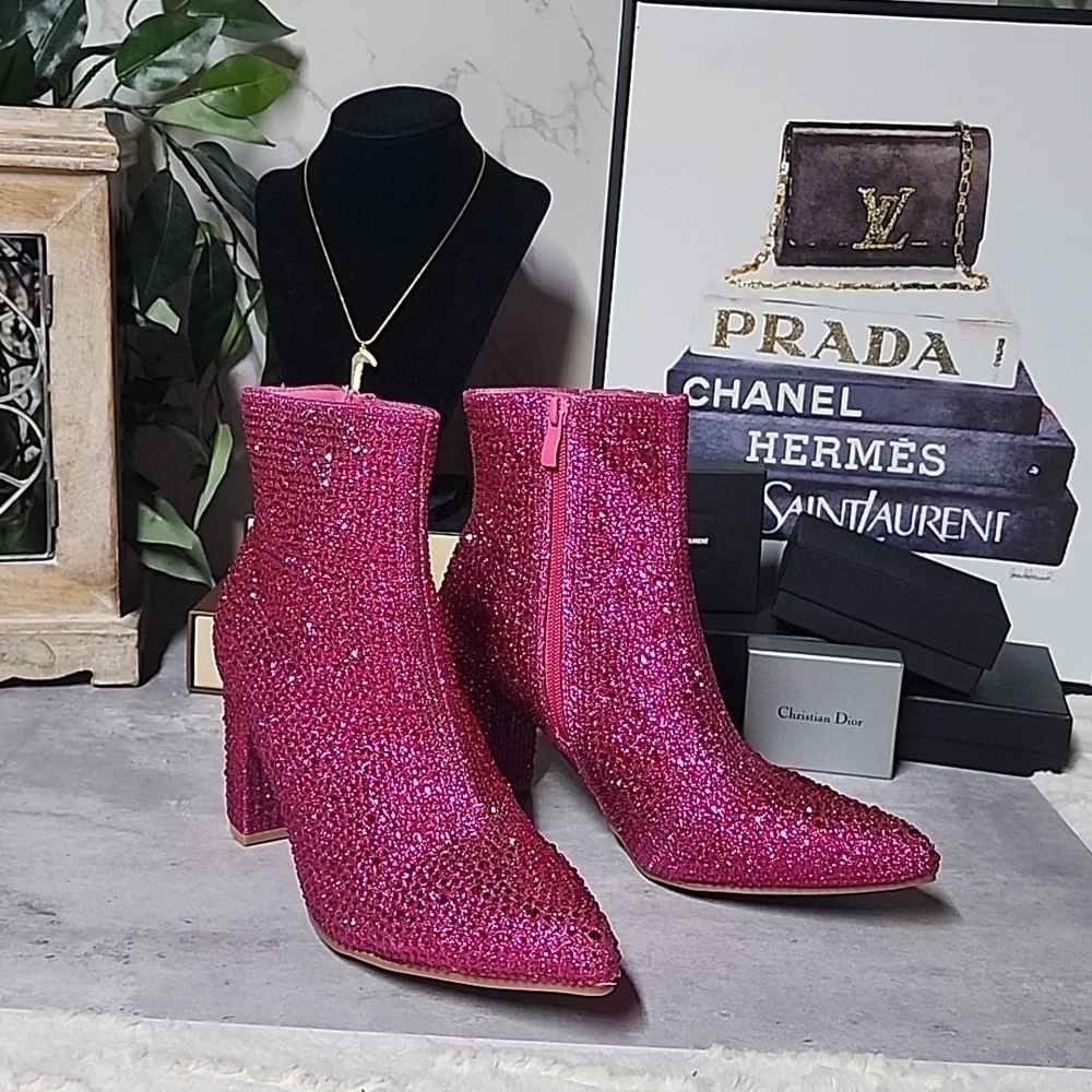 Forever brand rhinestone booties - Picture 1 of 7